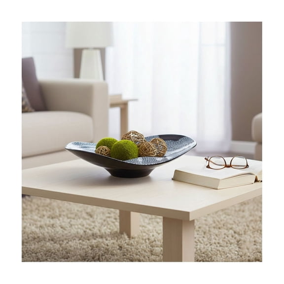 Contemporary Asymmetrical Decorative Bowl -  Coffee Table Decor and Centerpiece Table Decorations with Pebble Pattern - Stylish Home Decor Accents for Kitchen Counter, Keys, or Candy Bowl - 5", Black