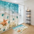 thumbnail image 6 of AuroraX Fabric Shower Curtain Sets 72" x 72" Cute 4 Piece Beach Bath Curtain with Hooks Rugs U-Shape Mat Toilet Lid Cover Mildew Resistant Blue Abstract Neutral Bathtub Cortinas for Bathroom Decor, 6 of 6