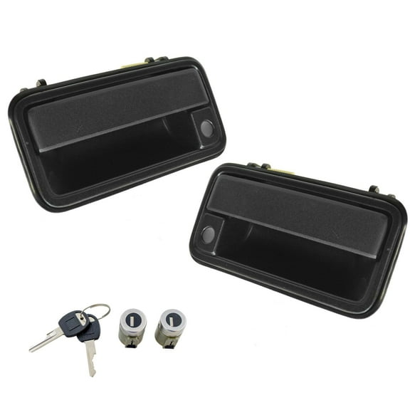 TRQ Front Black Exterior Outside Door Handle with Lock Cylinder Kit for CK Truck DHA34769