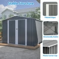 thumbnail image 4 of 8 x 6 FT Outdoor Waterproof Garden Tool Storage Sheds with Metal Foundation with Floor Frame, Tool Shed with Lockable Hinged Doors & Air Vents, Storage House Waterproof for Backyard, Lawn, Gray, 4 of 9