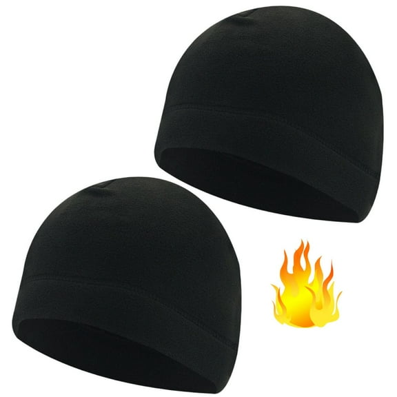 2 Pack Winter Skull Caps Helmet Liner Sweat Wicking Cap Running Hats Cycling Skull Caps Watch Cap Warm Beanie Hat for Men Women