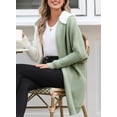thumbnail image 6 of SHEWIN Hooded Cardigans Sweaters for Women Open Front Long Sleeve Knit Sweater Color Block Coat Outwear Green, 6 of 8