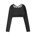thumbnail image 3 of MSemis Kid Girl Long Sleeve Dance Crop Top Yoga Activewear Dancewear Black 8, 3 of 5