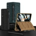 thumbnail image 1 of For Samsung Galaxy Z Fold5 Case with Built-in Screen Protector, Slim Hinge Wallet Card Leather Flip Folio Cover with Card Holder, S Pen Holder for Samsung Z Fold 4, Coffee, 1 of 5