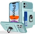 thumbnail image 1 of AmPm iPhone 11 Case Military Shockproof with Sliding Card Slot Magnet Rotatable Kickstand Ring Holder Protective iPhone 11 Phone Case (Blue), 1 of 7