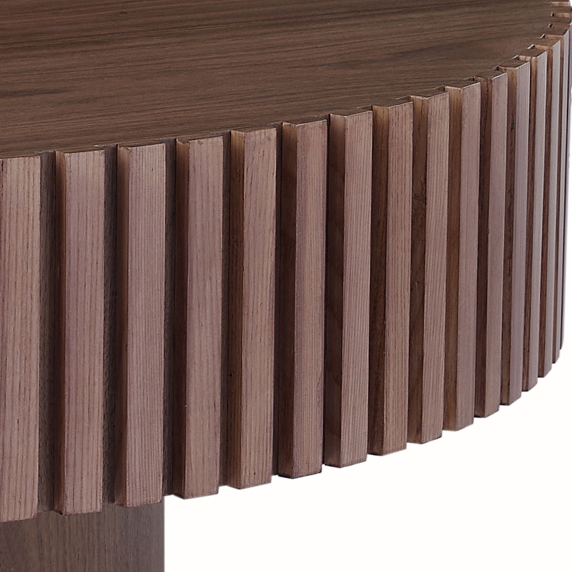 Williamspace Round Coffee Table, 31.49" Modern Handcraft Relief Wood Coffee Table Circle Drum Side Table Accent End Table Center Table for Living Room, Walnut