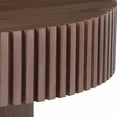 thumbnail image 6 of Williamspace Round Coffee Table, 31.49" Modern Handcraft Relief Wood Coffee Table Circle Drum Side Table Accent End Table Center Table for Living Room, Walnut, 6 of 7