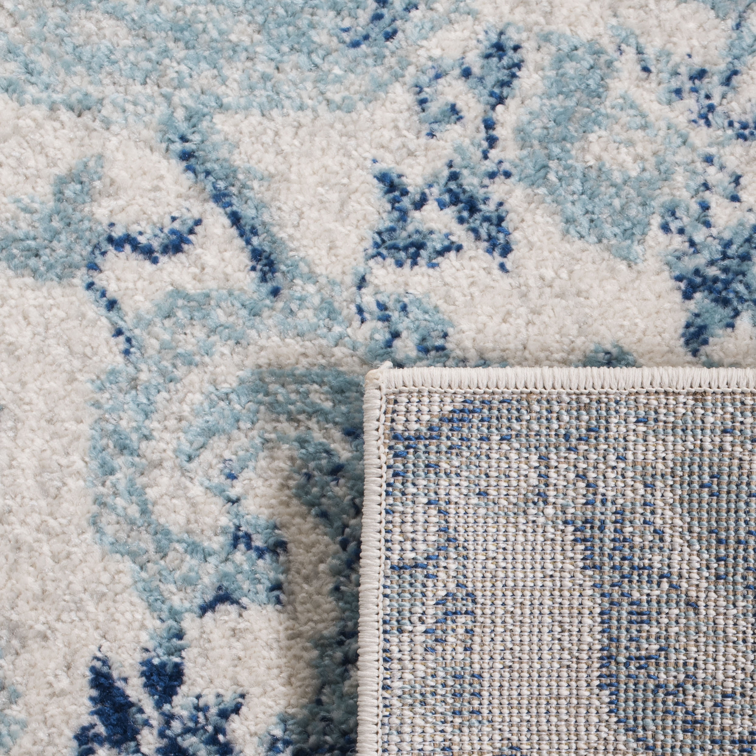 SAFAVIEH Madison Hope Floral Area Rug, Cream/Turquoise, 6'7" x 6'7" Square