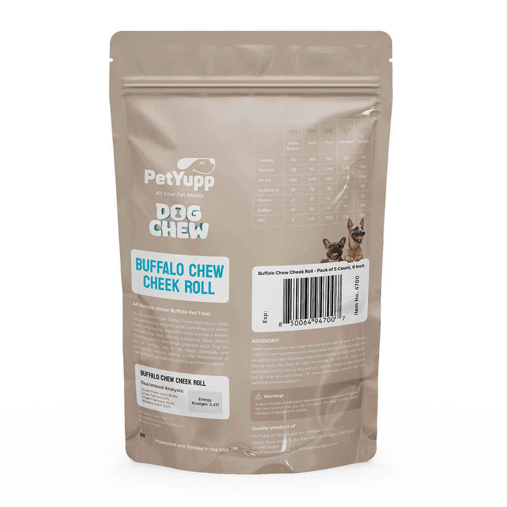 PetYupp Beef Cheek Rolls 6 Inch Dog Chew Treats 5 Count