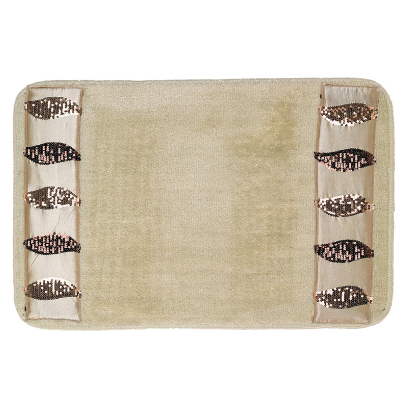 Sweet Home Collection Shimmer Gold Banded Bathroom Rug