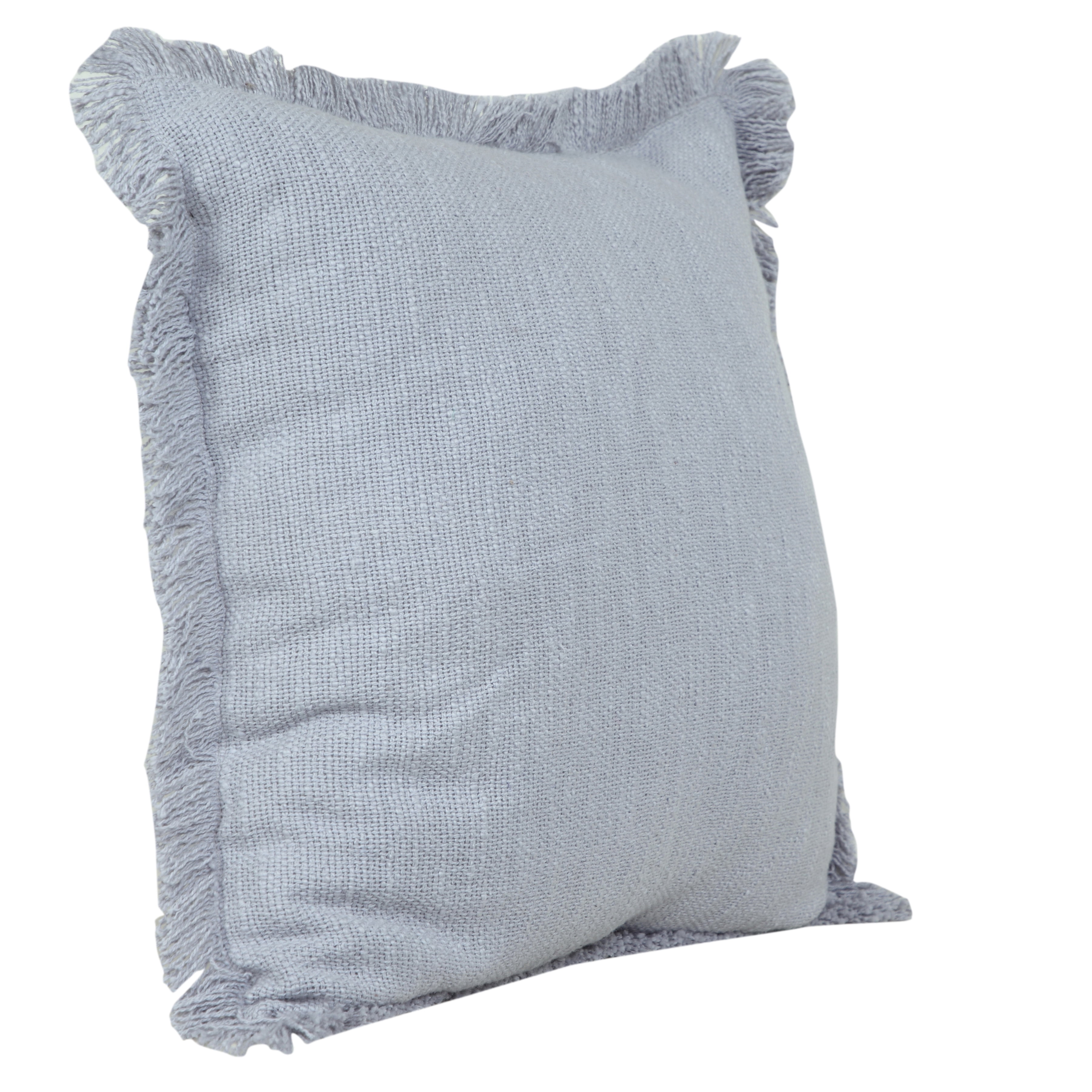 Ox Bay Bennett 20" x 20" Fringed Gray Cotton Adult Decorative Throw Pillow