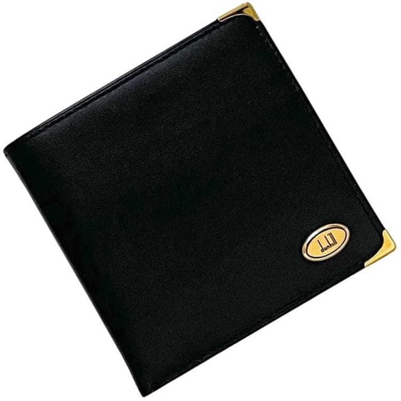 Pre-Owned Dunhill bifold wallet ec-24424, black Oxford leather with plated hardware.... (Good)