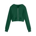 thumbnail image 2 of BiZtdJrK Hoodies for Women Zip Up Cropped Tops Casual Cute Hooded Jacket Solid Color Long Sleeve Sweatshirts with Pockets Y2K Streetwear Todays Daily Sales Clearance Army Green 4XL, 2 of 5