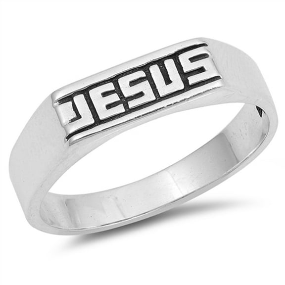 Jesus Word Script Christian Promise Ring .925 Sterling Silver Band Jewelry Female Male Unisex Size 6