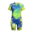 thumbnail image 3 of WAYUTE Womens 2 Piece Outfits Short Sleeve V Neck Stretchy Slim Fit Casual Sports Athletic Yoga Tie Dye Crop Top Shorts Set, 3 of 6