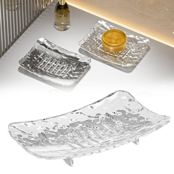 Ngheia Punched Soap Dish High-End Bathroom Glacier Pattern Soap Storage Rack | Drain Hole Design Soap Dish, Non-Slip Base, Long-Lasting and Durable Soap Dish Suitable for Home, Travel, Gym, D