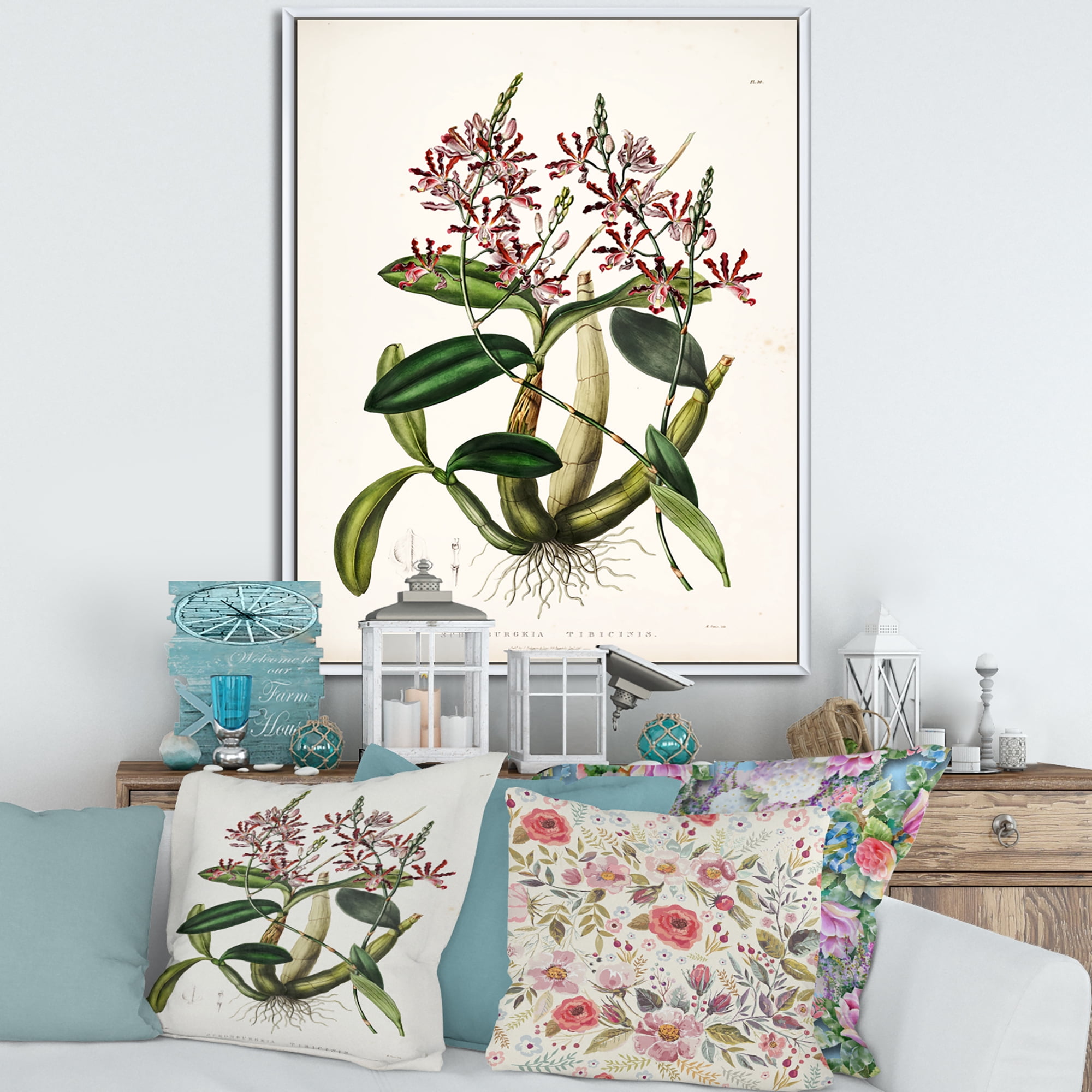 Ancient Plant Life VII 24 in x 32 in Framed Painting Canvas Art Print, by Designart