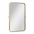 thumbnail image 2 of Emma + Oliver 35" x 27" Rectangular Pivot Wall Mirror with Slim Gold Frame and Silver Backed Glass for Clarity for Bathrooms, 2 of 11