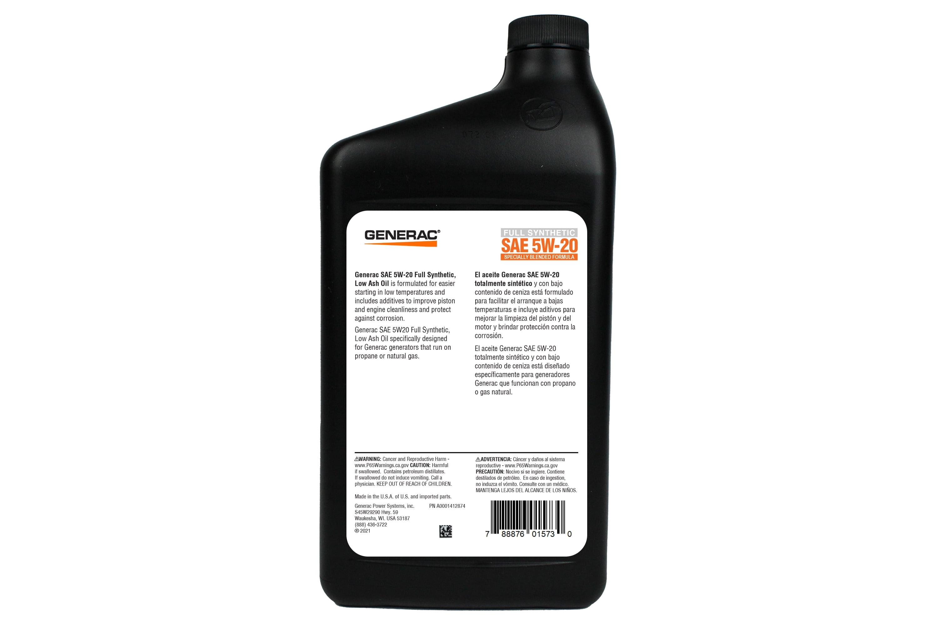 Generac Full Synthetic 1 Quart 5-20w Full Synthetic Motor Oil
