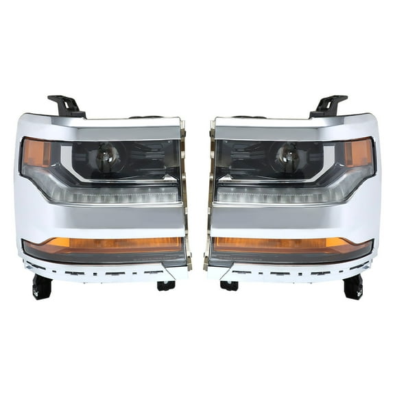 waltyotur Headlight 2016-2018 Chevy Silverado 1500 HID/Xenon w/ LED Right&Left Side