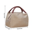 thumbnail image 3 of Insulated Lunch Bag for Women and Men, Large Capacity Lunch Tote, Reusable Oxford Cloth Cooler Bag, Coffee Brown Striped Portable Thermal Lunch Box Bag for Work, Office, Picnic, Travel Daily Meals, 3 of 9