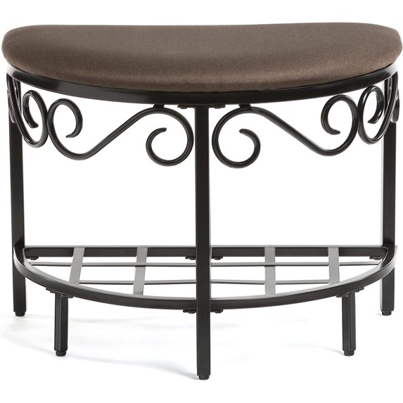 ZXNYH Half Moon Shoe Bench - Vanity Seat/Dressing Stool/Makeup Chair - Mocha Brown