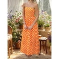 thumbnail image 5 of Orange Polka Dot Strapless A-Line Maxi Dress For Women, 5 of 7