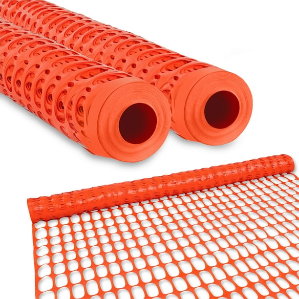 BISupply 4x300 ft Orange Temporary Plastic Fencing for Garden and Work