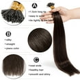 thumbnail image 4 of SEGO I Tip Hand-Tied Human Hair Extensions Cold Fusion Off Black 100 Strands Soft Straight Remy Hair Pre Bonded Stick Shoelace Tips, 4 of 9