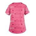 thumbnail image 5 of Colorful Valentine's Day Heart Print V-Neck Caregiver Top - Women's Short Sleeve Uniform with Pocket, Festive Fashion Top for Work & Celebrations, 5 of 5
