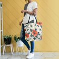 thumbnail image 4 of FORMRS Womens Canvas Tote Bag with Zipper Inner Pocket Shoulder Handbag, Large Red Floral Pattern, 4 of 7