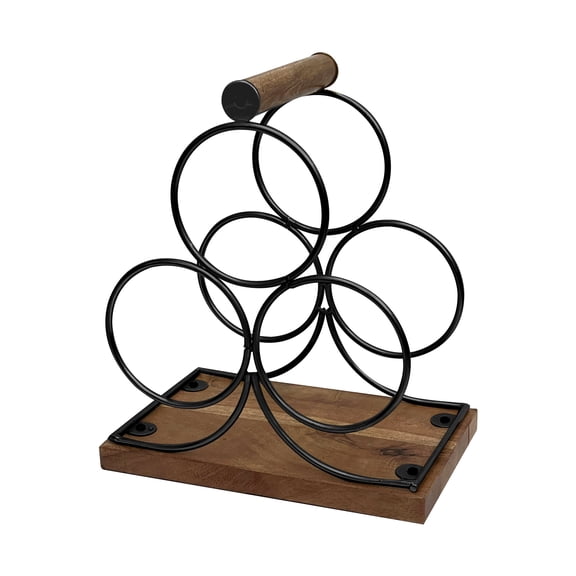 3 Bottles Freestanding Tabletop Wine Holder, Countertop Wine Rack, Perfect for Home Decor & Kitchen Storage Rack,Bar,Wine Cellar,Cabinet,Pantry,Wine Stand,Drink Organizer Bottle Holder,Black WH-02H