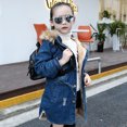 thumbnail image 6 of HBYJLZYG Hoodies Denim Jacket Cardigans Button Padded Coat, Toddler Kids Baby Girls Hooded Wool Collar Waistband Warm Girdle Coat Jacket Outwear, 6 of 9