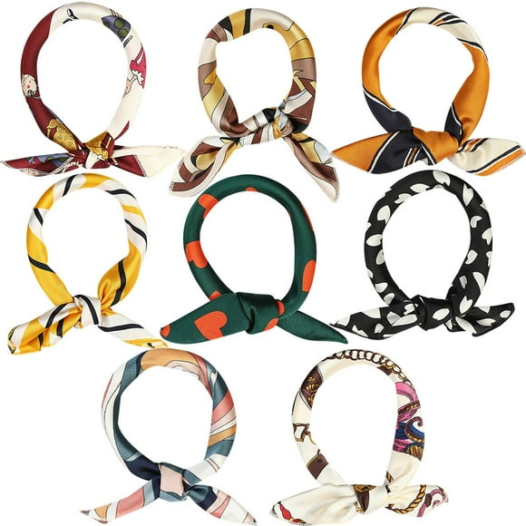 Coofit 8PCS Neck Scarf All-match Fashion Soft Hair Scarf Head Square Scarf for Women