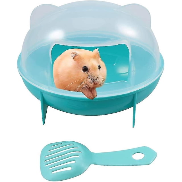 Baño de arena para hámster, casa de baño para animales pequeños con pala