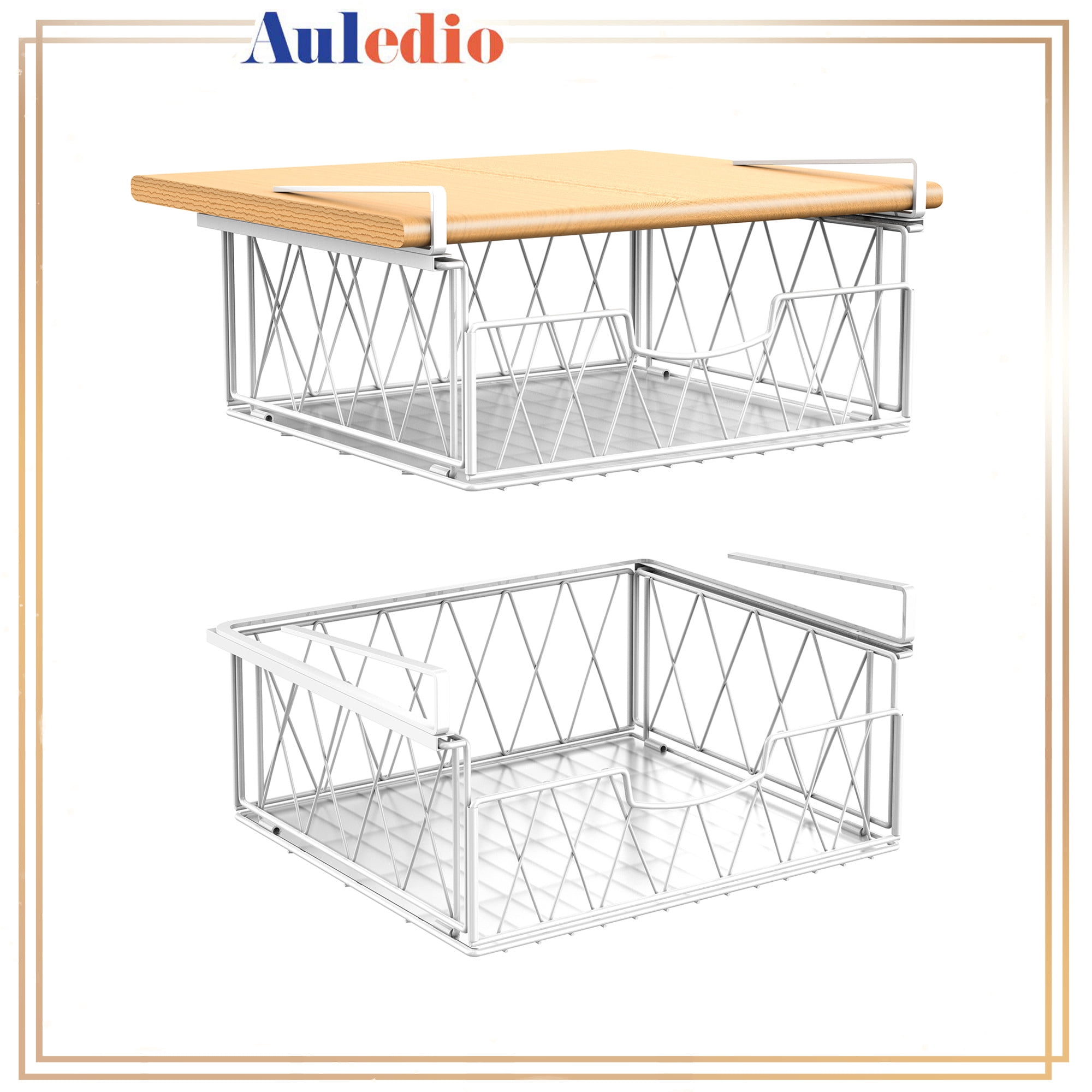 Auledio Metal Sliding Under Shelf Storage Hanging Organizer Basket for