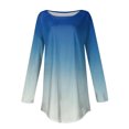 thumbnail image 5 of ATOYSOY Womens Blouses Dressy Trendy Long Sleeve Loose Blouse Round Neck Pullover Floral Tunics Tops Crew Neck Sweatshirts Blue L, 5 of 5