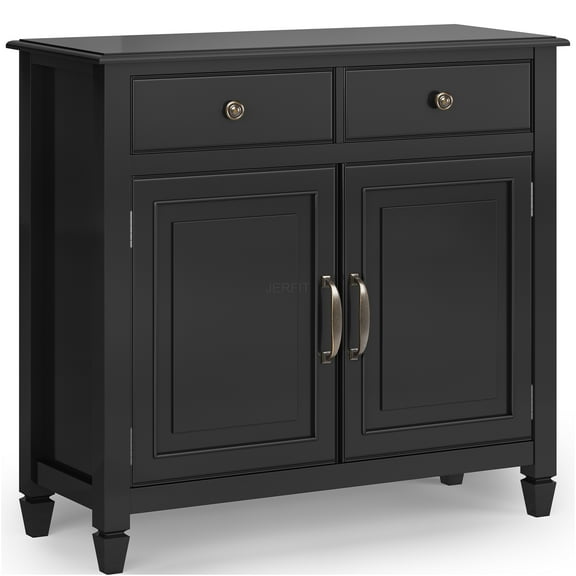 JERFIT 40" Solid Wood Entryway Cabinet with Doors & Drawers, Black Storage Console for Hallway, Living Room & Office