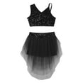 thumbnail image 4 of Zaldita Kids Girls 2Pcs Lyrical Ballet Modern Dance Outfits Sequins Crop Tops with Irregular Hem Black 6, 4 of 7
