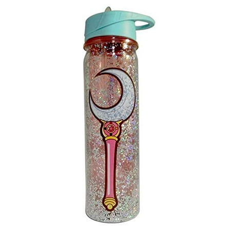 Moon Water Bottle Sailor Moon Crystal Double Wall Water Bottle, BPA Free with Glitter (Inside The Bottle), Set of 1, 18 oz ()