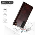 thumbnail image 4 of Galaxy S22 Case,Luxury Leather Retro Magnetic Card Holder Wallet Case Shockproof Rubber Hybrid Kickstand Cover with Strap for Samsung Galaxy S22 5G,Winered, 4 of 5