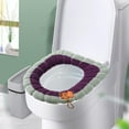 thumbnail image 4 of Thicker Bathroom Toilet Seat Cover Pads Household Seasons Universal Toilet Seat Thickened With Handle Winter Toilet Ring Washable Sets Wear Knitted Toilet Seat (Purple), 4 of 6