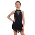 thumbnail image 4 of IBTOM CASTLE Halter Tassel Latin Dance Dress for Girls Sparkly Rhinestone Fringe Bodysuit Kids Ballroom Dancing Leotards Salsa Jazz Outfit Black, 4 of 7