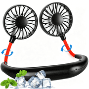 Neck Fan for Outdoor Work, Portable Hands-Free Cooling Fan, 3-Speed Adjustable, USB Rechargeable Wearable Neckband Fan for Warehouse, Travel, Summer Heat