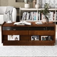 thumbnail image 4 of Harper & Bright Designs Modern Rectangle Coffee Table with Drawers, 47.2" Wood Fluted Center Table with Shelves for Living Room, Brown, 4 of 13