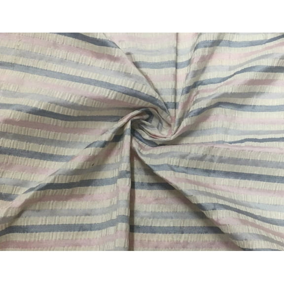 100% Pure Silk dupion pastel stripe seer sucker Fabric 48" wide DUPS68[2] by the yard