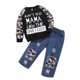 thumbnail image 1 of Gibobby Conjunto para bebé niña Conjunto para niños pequeños, estampado de letras, camisetas de manga larga, pantalones de chándal, conjunto de 2 uds.(Negro,12-18 Meses), 1 of 5