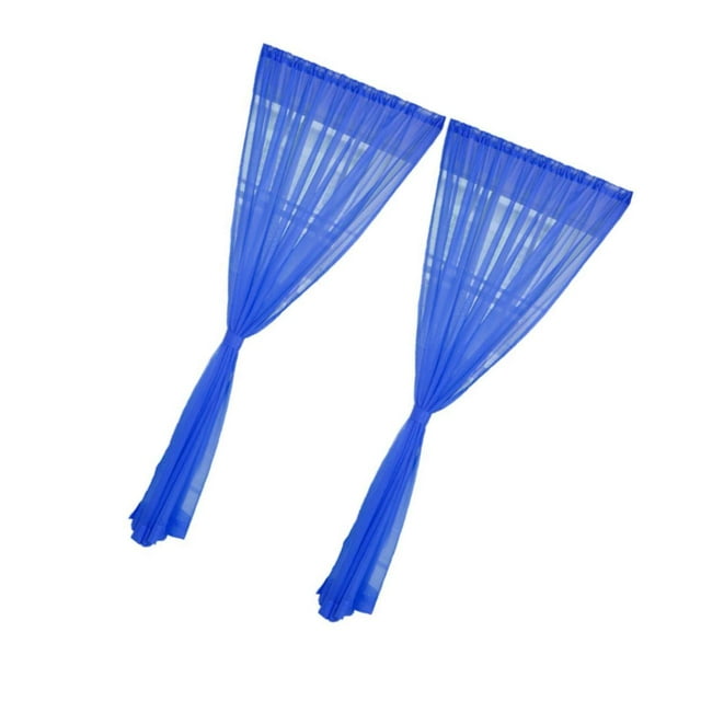 fastboy 2 Panel Kitchen Curtain Sheer Door Window Voile Drape Deep Blue - 200x200cm