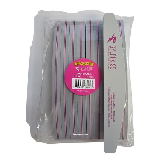 Sylphkiss Gray Sponge Nail File 180/220 Bag 10 pcs