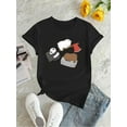 thumbnail image 2 of Chic Women's Casual T-Shirt with Cute Bear & Panda Print - Comfy Polyester Blend, Round Neck, Short Sleeve - Perfect for Summer, 2 of 6